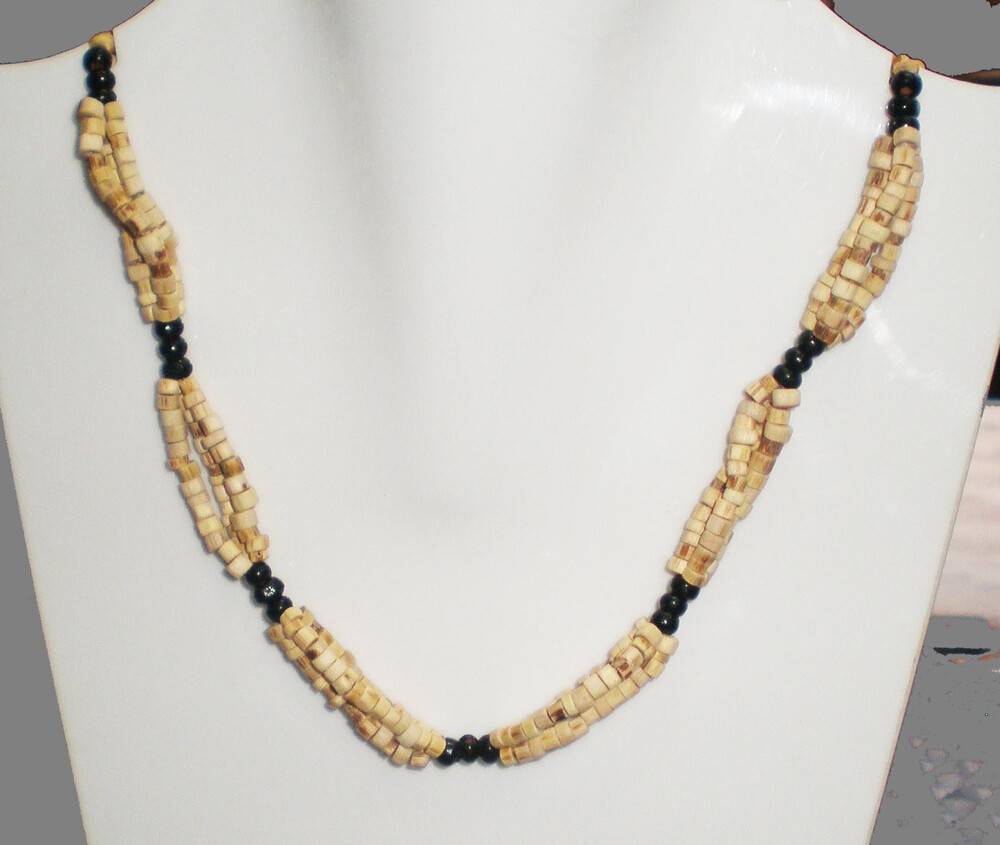 Tulsi Neck Beads - 3 Strand w/ Small Round Black Beads