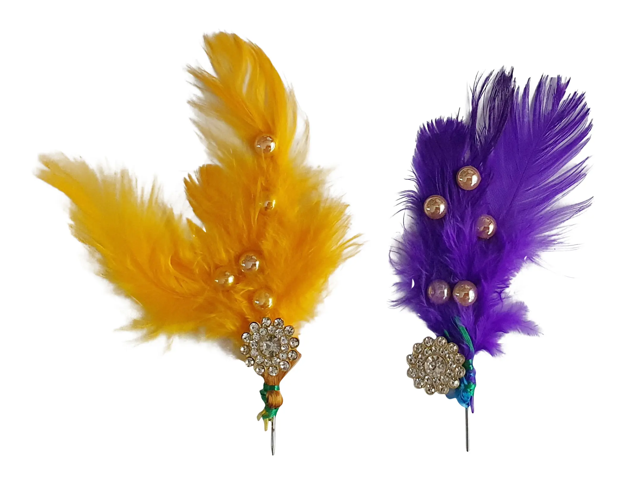 Deity Crown Decorative Pins with Peacock Feather, Vibrant Sequins & Multiple Diamonds