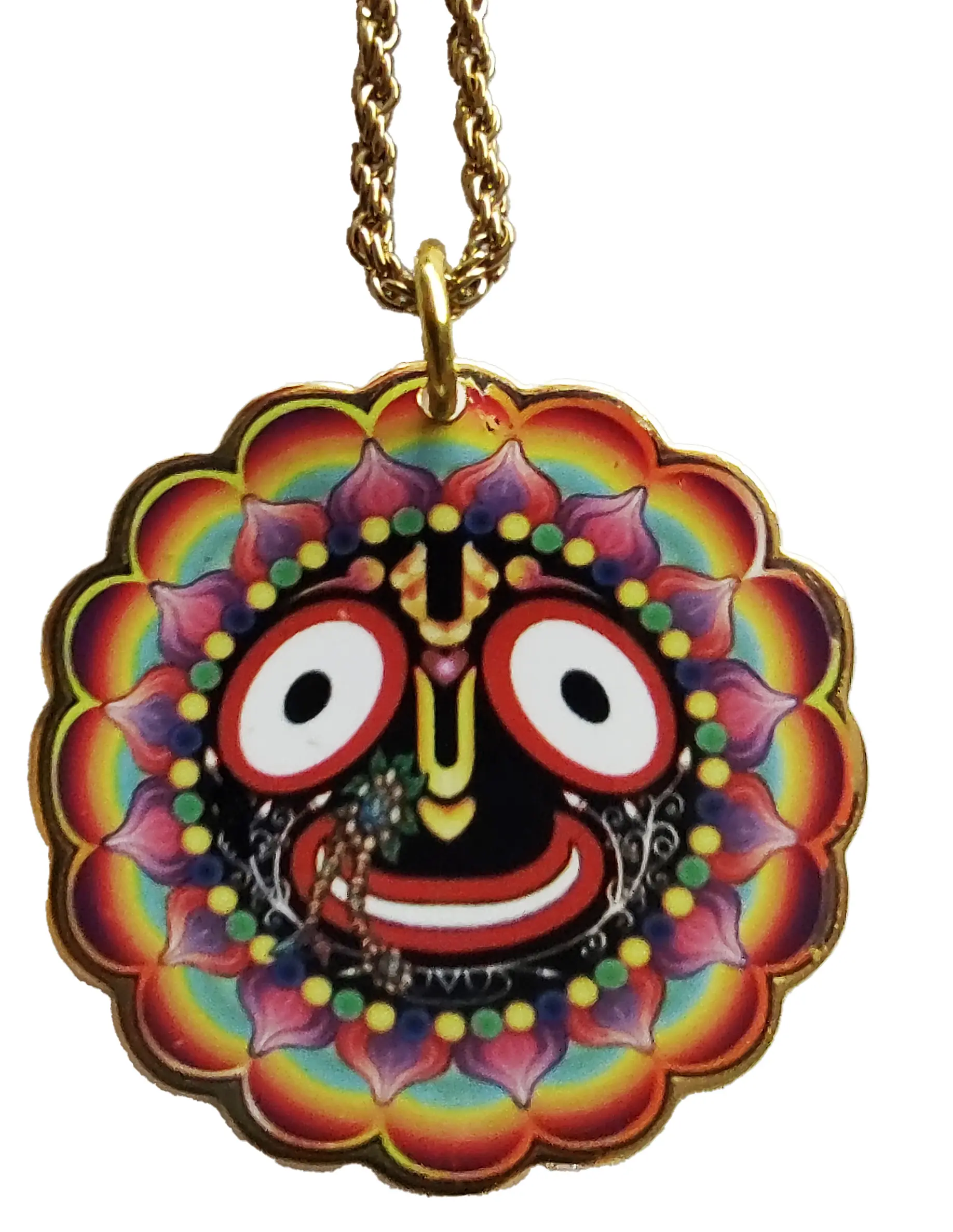 OM Pendant - In Gold and Devanagari Sanskrit - Very Colorful