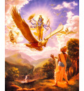 Lord Vishnu Appears on His Bird-Carrier Garuda Before Prajapati Daksa