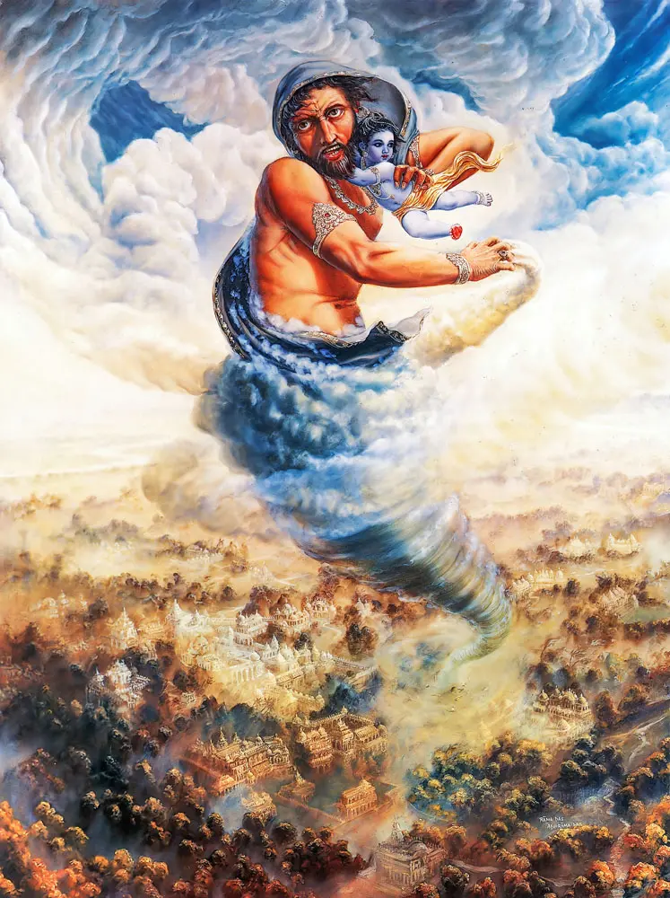 The Trnavarta [Whirlwind] Demon Attacks Krishna