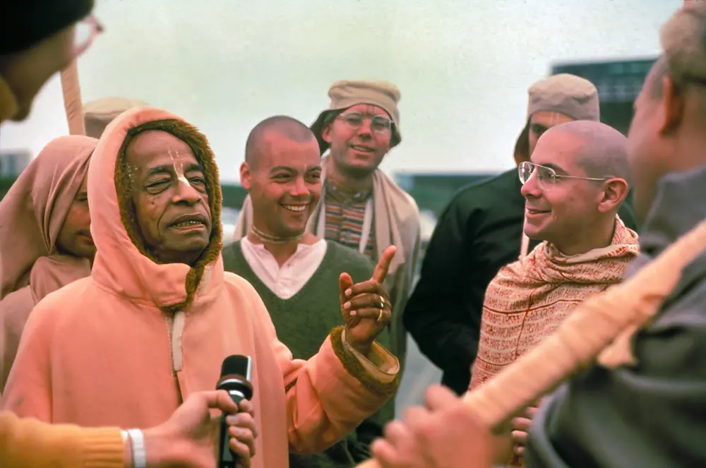 Prabhupada Explains Philosophy on Morning Walk His Disciples Smiling