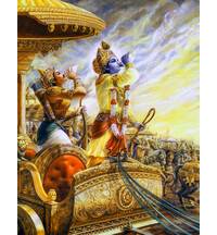 Krishna and Arjuna Blow Their Conch Shells