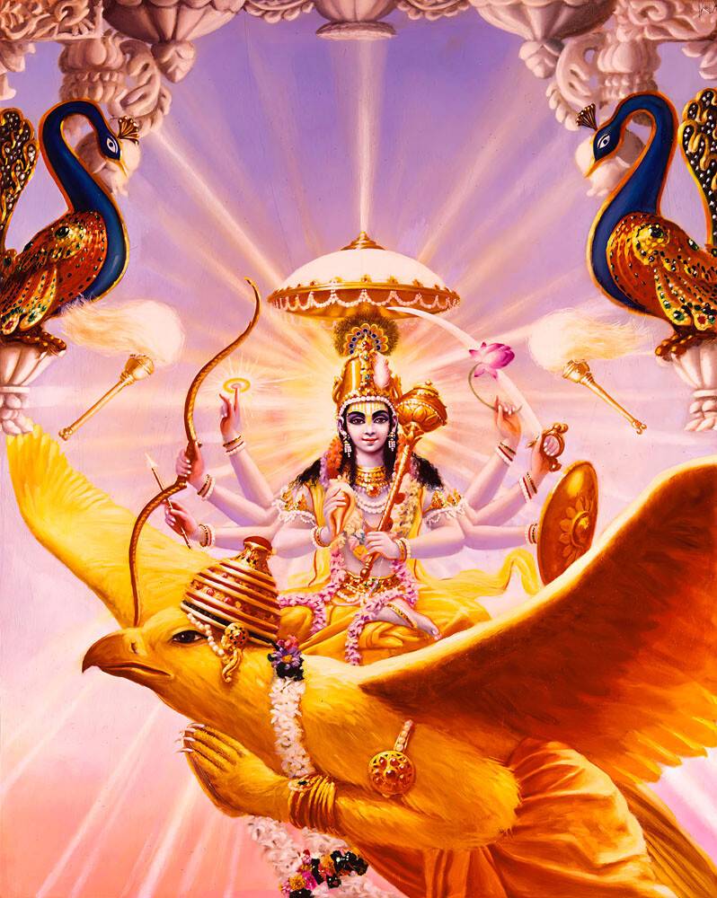 Lord Vishnu on His Bird Carrier Garuda