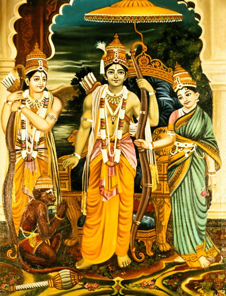 Lord Ramacandra and His Associates: Sita, Laksmana and Hanuman