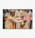 Srila Prabhupada offers a Flower Garland to Sri Sri Radha Paris-Isvara