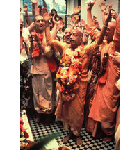 Prabhupada at the Installation of Sri Sri Radha Gokulananda at Bhaktivedanta Manor