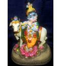 Krishna With Cow  Polyresin Figure (5\" high)