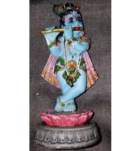 Lotus Krishna Standing on Lotus Flower Polyresin Figure (5")