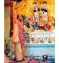 Srila Prabhupada at Krishna Balarama Temple Opening Aratik