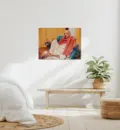 Srila Prabhupada Sitting Relaxed on Blue Seat