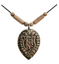 Leaf Radha Pendant - White Metal with Tulsi Beads and Black Thread