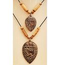 Leaf Krishna Pendant - White Metal with Tulsi Beads and Black Thread