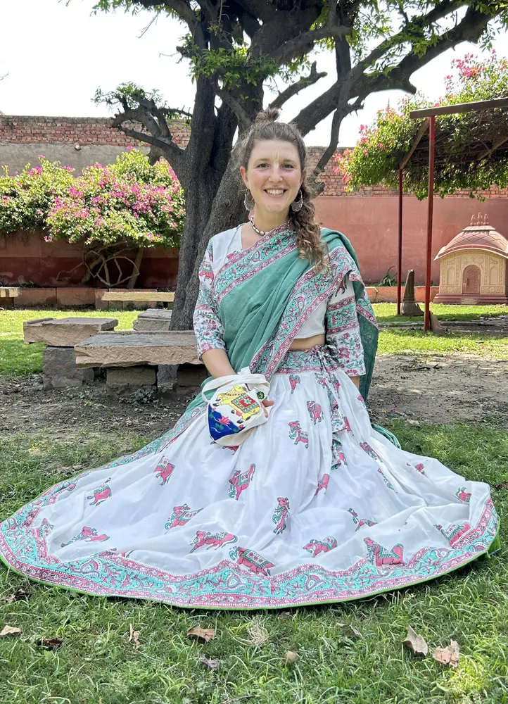 Cow Gopi Dress (White Base) - Pure Cotton