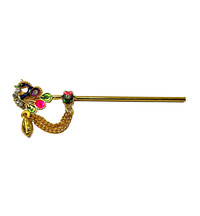 Krishna's Flute Dancing Peacock with Colourful Diamonds