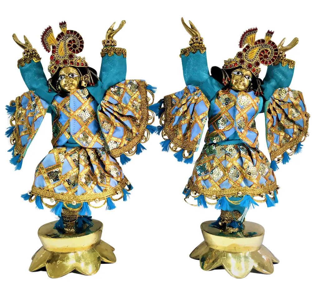 Gaura Nitai Deity Clothes -- Gold Checks with Sequins