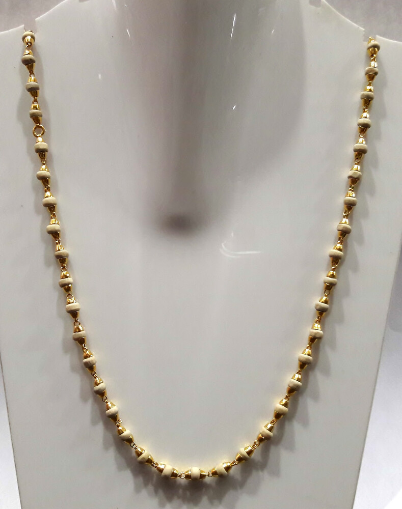 Gold Plated Silver Tulsi Necklace - Large Beads