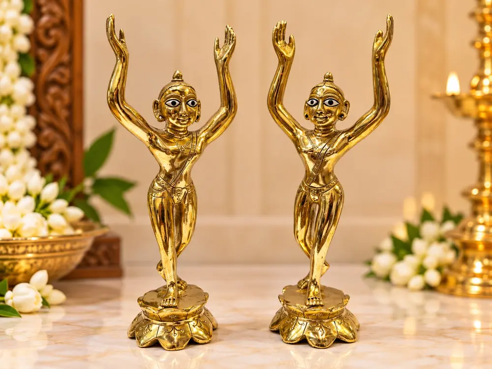 Gaura Nitai Deities Lotus Base (7\" brass)