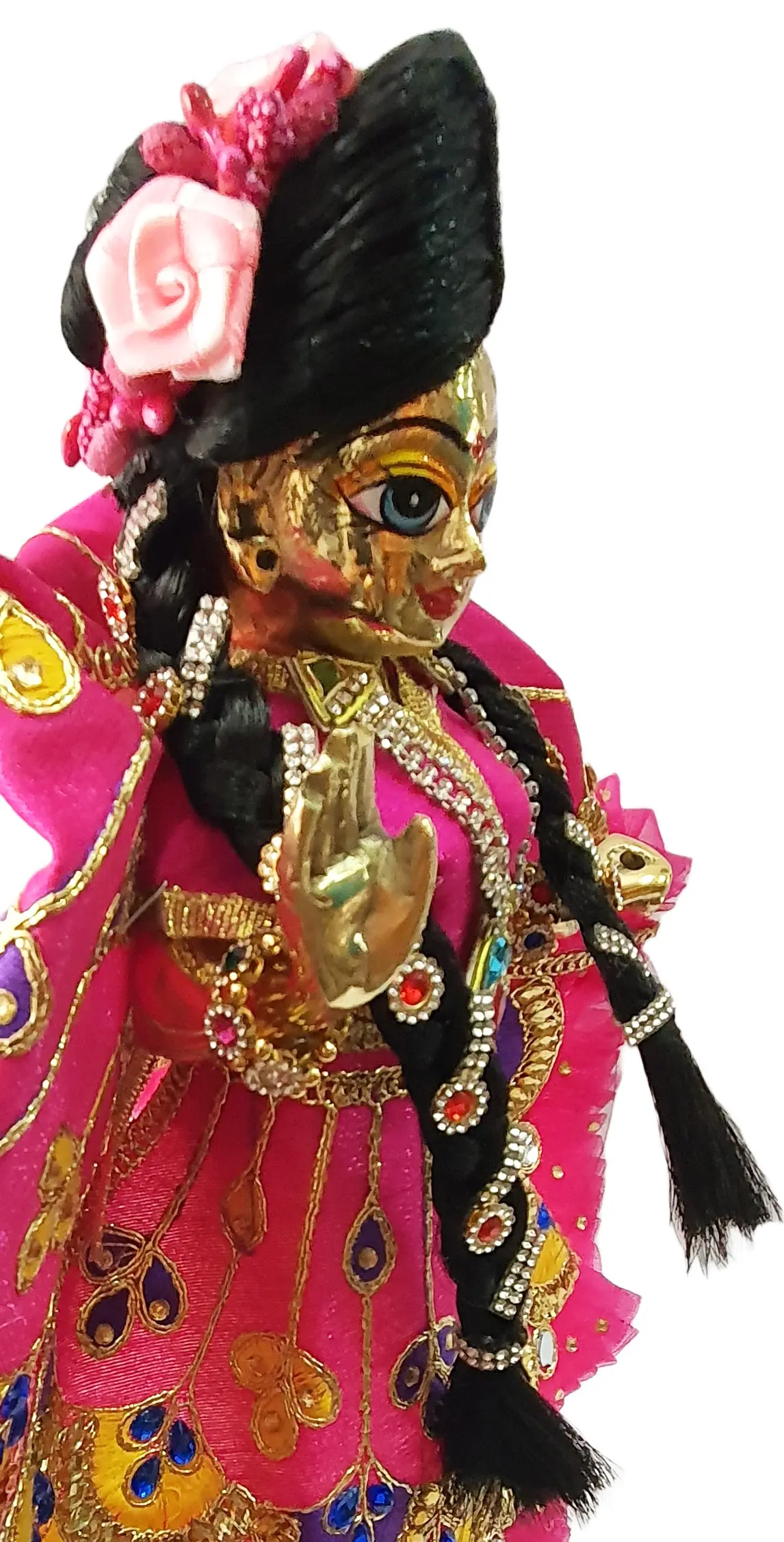 Krishna\'s Curly Hair & Radha\'s Ponytail with decorated Bun -- Hair / Wigs (set of 2)