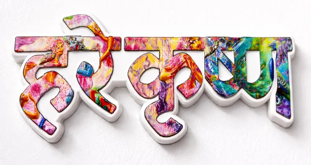 Hare Krishna Fridge Magnet - Big Letters with Krishna Pictures in Letters - English