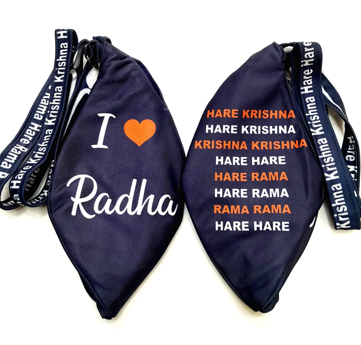 Radha Krishna on Lotus - Digitally Printed Bead-Bag [3 sides and strap] Standard Size