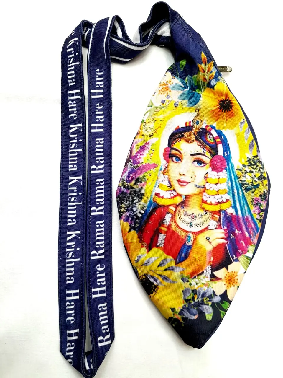 Radha Krishna on Lotus - Digitally Printed Bead-Bag [3 sides and strap] Standard Size
