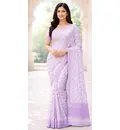 Sari, Cotton Printed -- Vrindavan Print Sari (Pastel colors on white background)