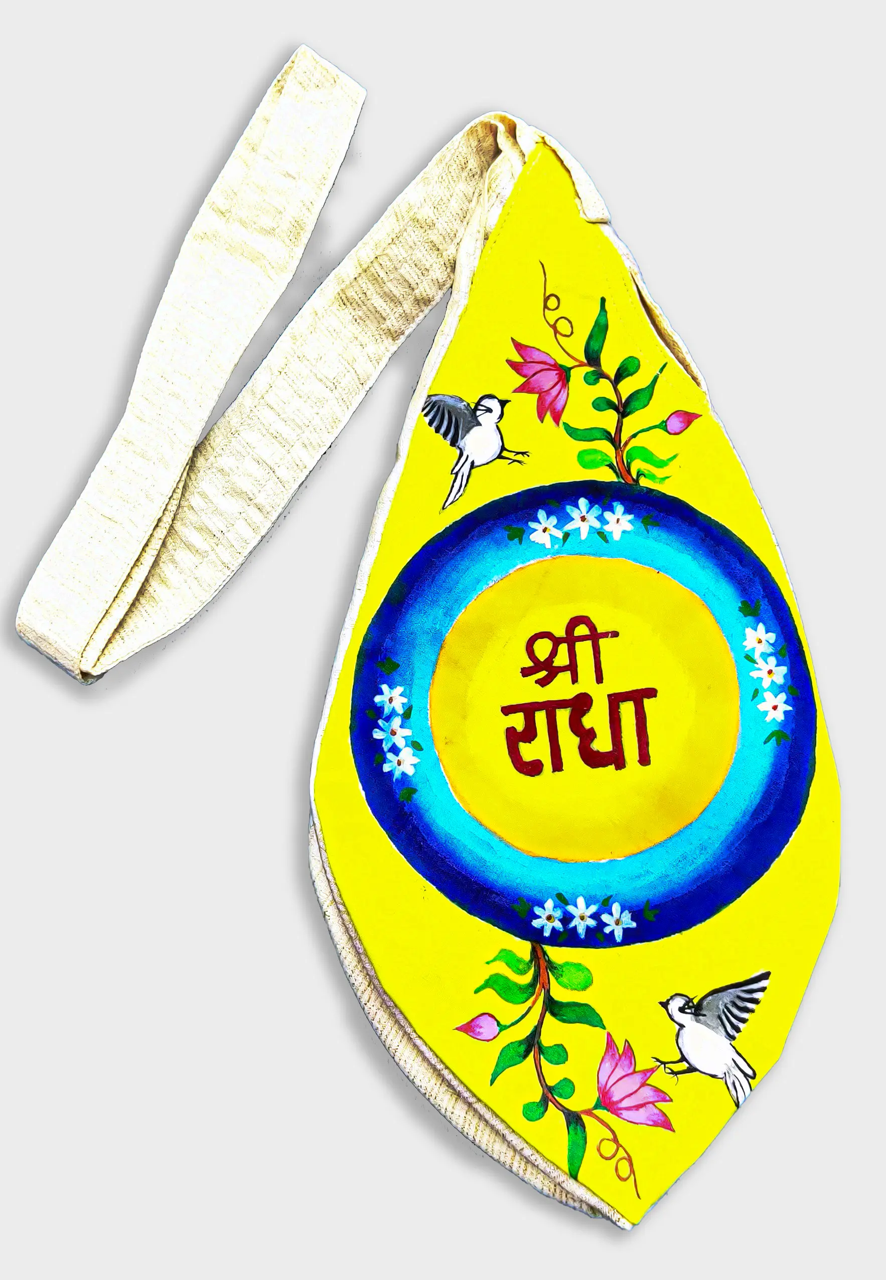 Hand Painted Sri Krishna Beadbag -- Written in Sanskrit