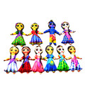 Childrens Stuffed Toys: Radha Krishna and Astha Saki Dolls - set of 10