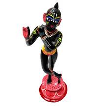 Painted Brass Standing Black Krishna (9")
