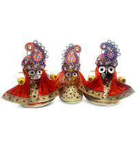 Fancy Deity Dress with Multi Colored Crowns -- For Jagannatha, Baladeva and Subhadra