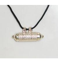 Sterling Silver Kavacha Tube Pendant with Black Thread