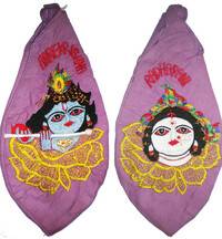 Krishna in mid of Flower Petals with Radha on Back Japa Bead Bag (Embroidered)