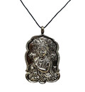 Window Flute Krishna Big White Metal Pendant with Black Thread