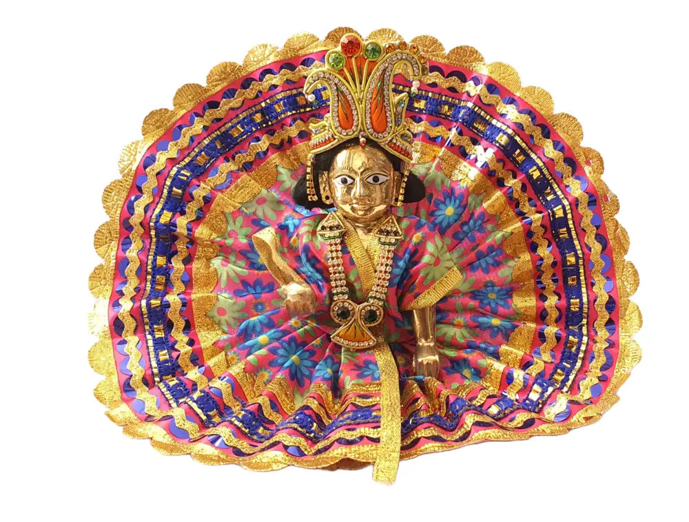 Laddu Gopal Crown and Necklace Set -  Blue & Red Diamonds