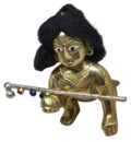 Decorative Silver Flute for Laddu Gopal Deity With Three Colorful Gems