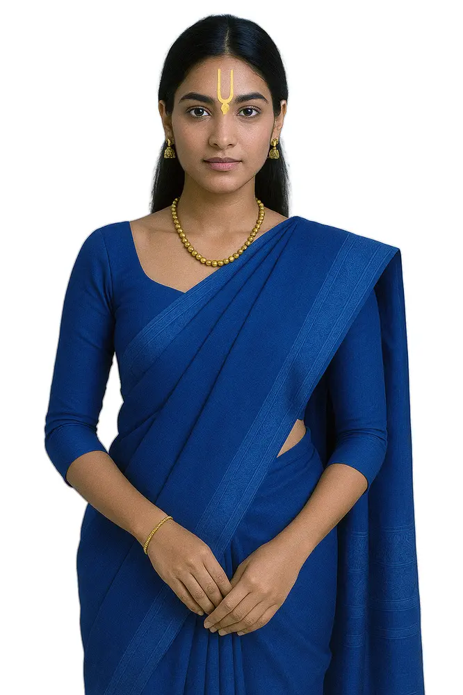 Sari, Cotton Printed -- Plain White with White Border