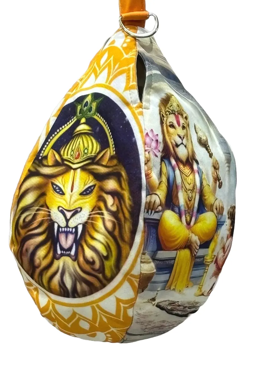 Radha Krishna on Lotus - Digitally Printed Bead-Bag [3 sides and strap] Standard Size