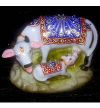Cow with Calf decorated with Imitation Diamonds 5" (Polyresin)