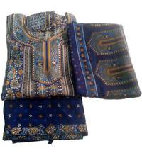 Punjabi Suit -- Synthetic or Chiffon -- 3-piece (Top, Pants, Chadar)