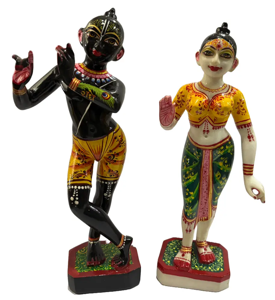 Marble Radha Krishna Deities (11\") - Black Krsihna