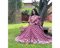 Radha Gopi Dress Set - 3 piece including Blouse and Chunni - Pure Cotton