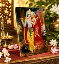 Radha Krishna in Red Dress Acrylic Stand -- Classic Radha Krishna Painting