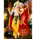 Radha Krishna in Red Dress Acrylic Stand -- Classic Radha Krishna Painting