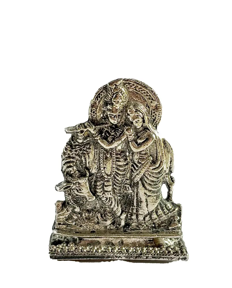 Radha Krishna White Metal Stand