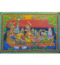 Wall Hanging -- Radha Krishna With Gopies in Boat (30\"x40\")