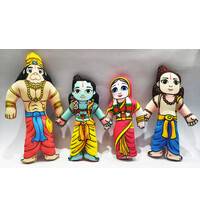 Lord Rama's Family (Sita, Rama, Lakshmana and Hanuman) -- Childrens Stuffed Toy
