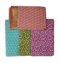 Saloni Sari -- Fine Jute-Cotton, Printed pattern on color background