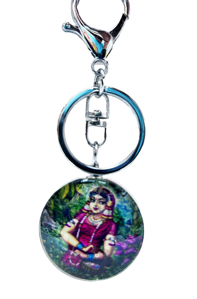 Key Chain Radha-Krishna White Metal Silver