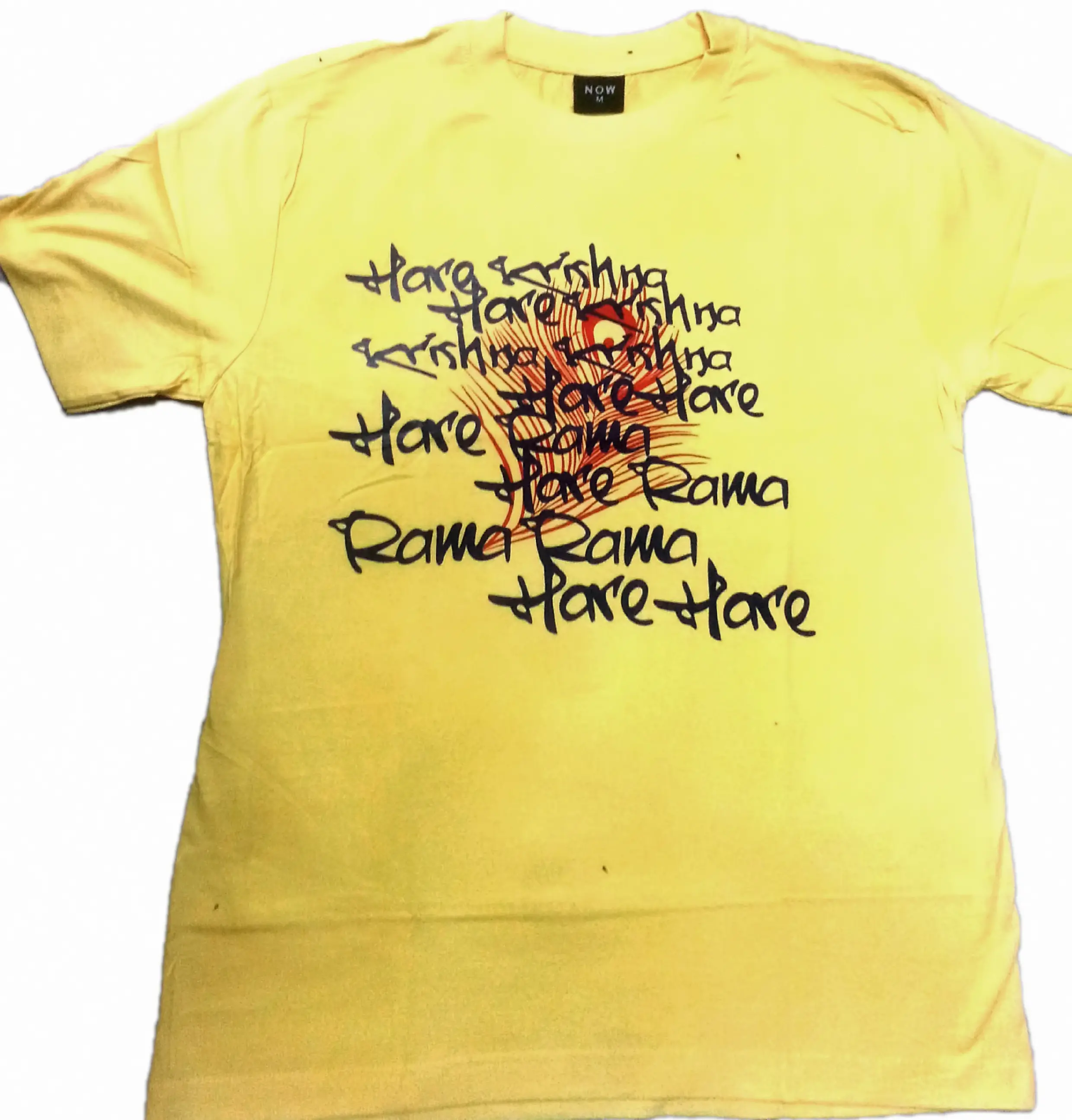 T-Shirt: Hare Krishna in Sanskrit on Gold on Black